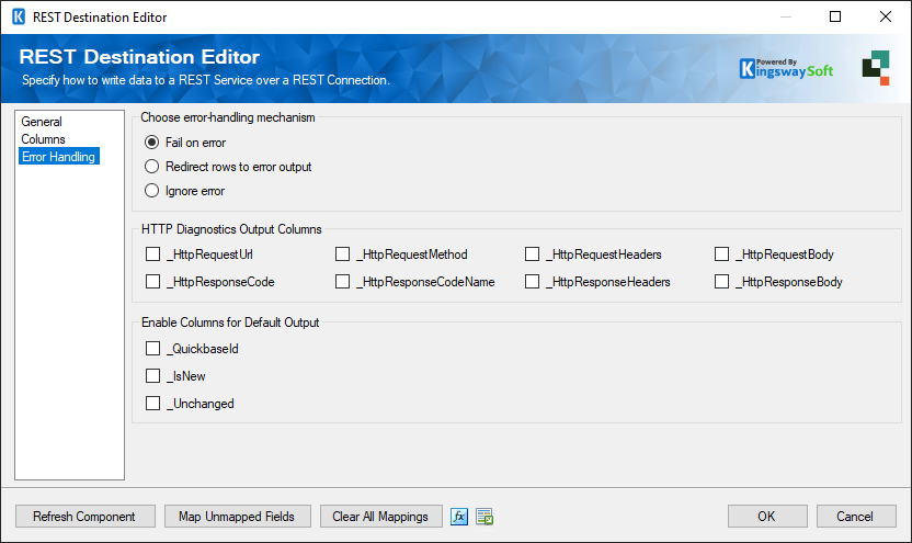 Quickbase Destination component - Error handling